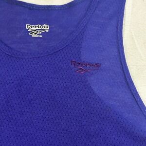 Vintage 80s 90s Reebok Men Tank Top Racerback Purple Mesh Gym Club Twink